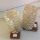 Pair of vintage bedside lamps in conical smoked glass