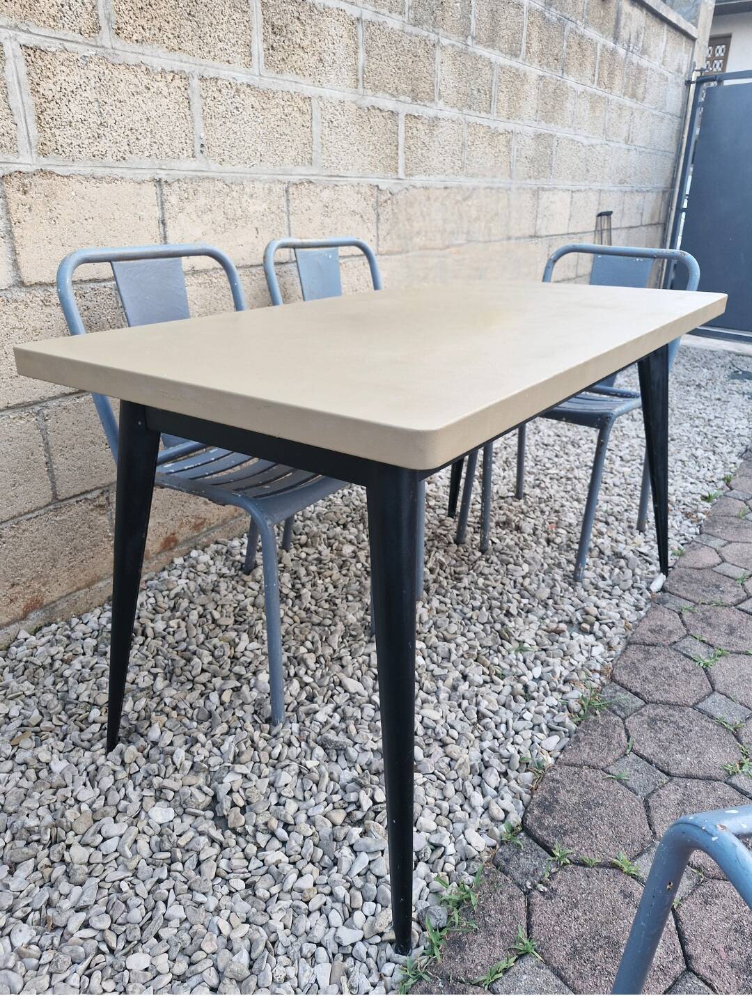 TOLIX, Large Metal Table T55 by Xavier Pauchard France, 1950s