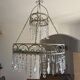 Patinated iron chandelier with pendants, romantic / shabby chic style.