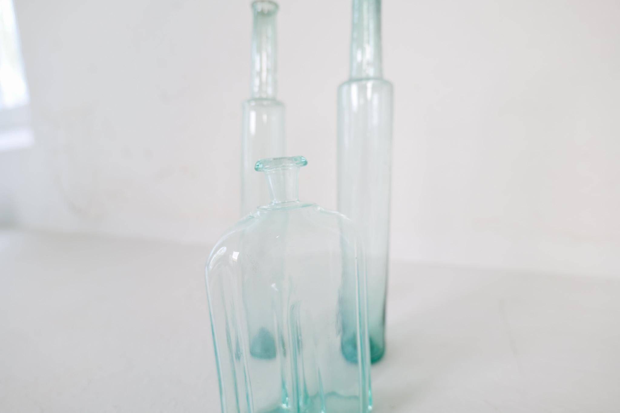 Antique set of 3 decorative bottles / vases from Sweden circa 1800