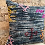 Housse de coussin Kilim marocaine faite main : Coussin décoratif bohème