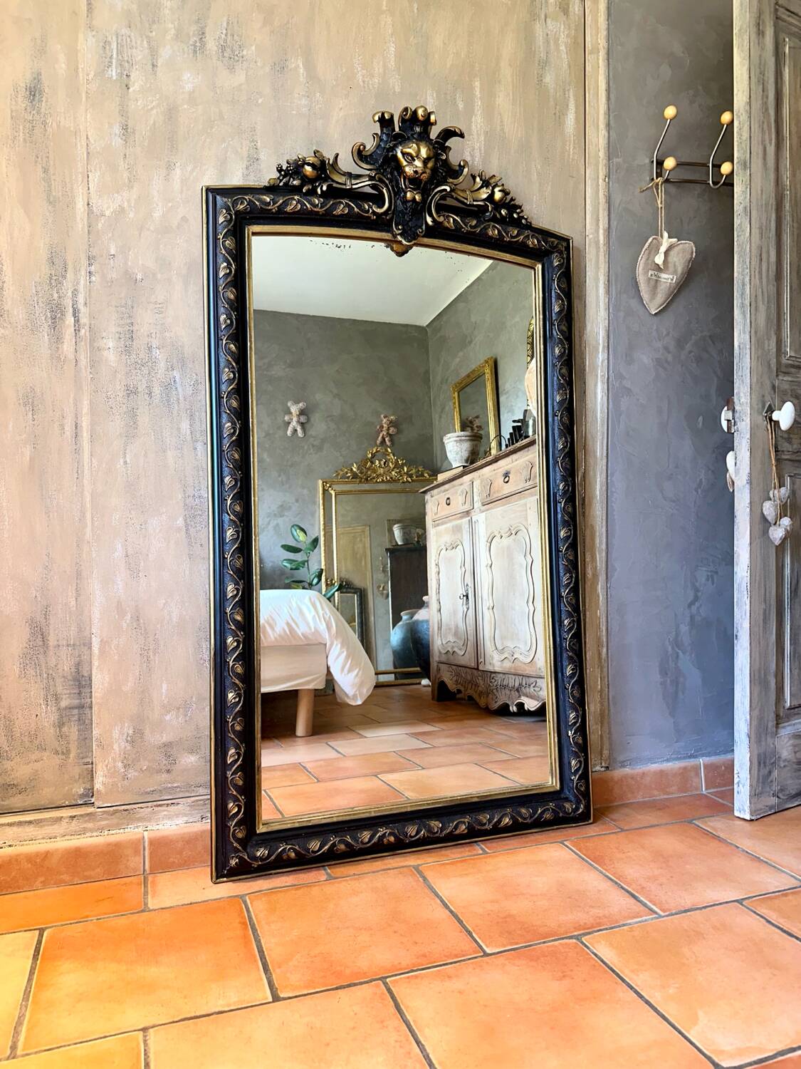 Antique Napoleon III pediment mirror