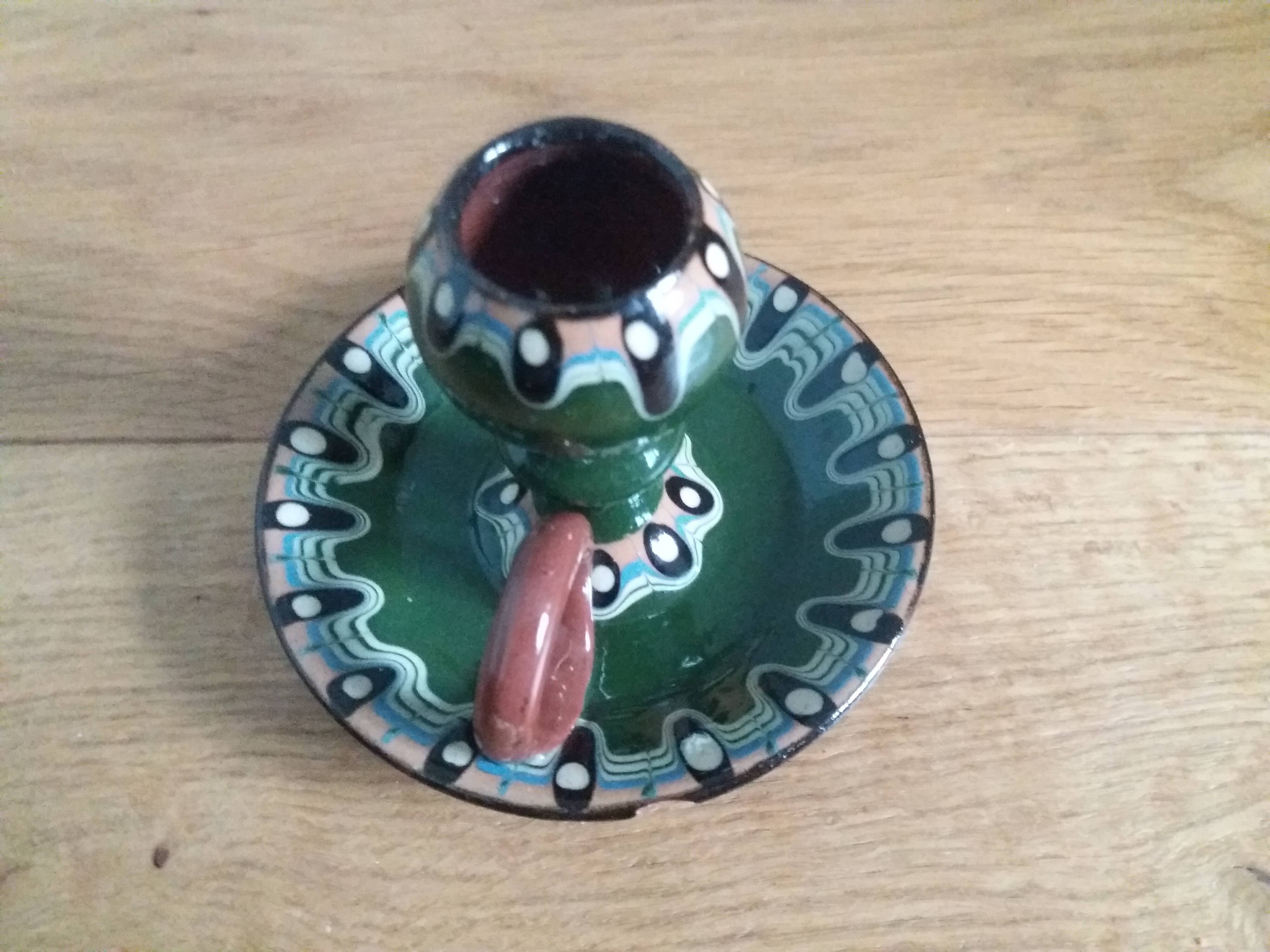 Trojan glazed ceramic cellar rat candle holder Bulgaria