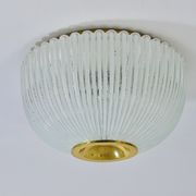 Large striped glass ceiling lamp in brass, Limburg, Germany, 1970s.