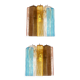 Set of Two Multicolored "Squares Bark" Murano Glass Wall Sconces in Barovie