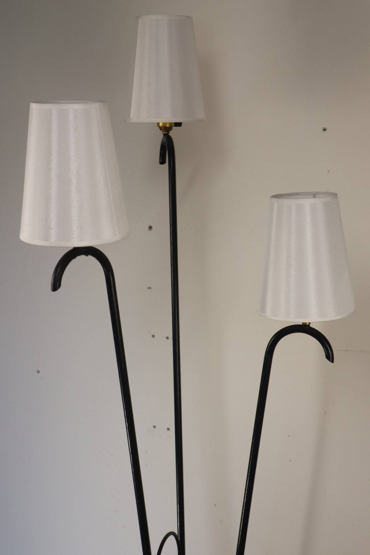 Tripod floor lamp in tubular metal - 1950s