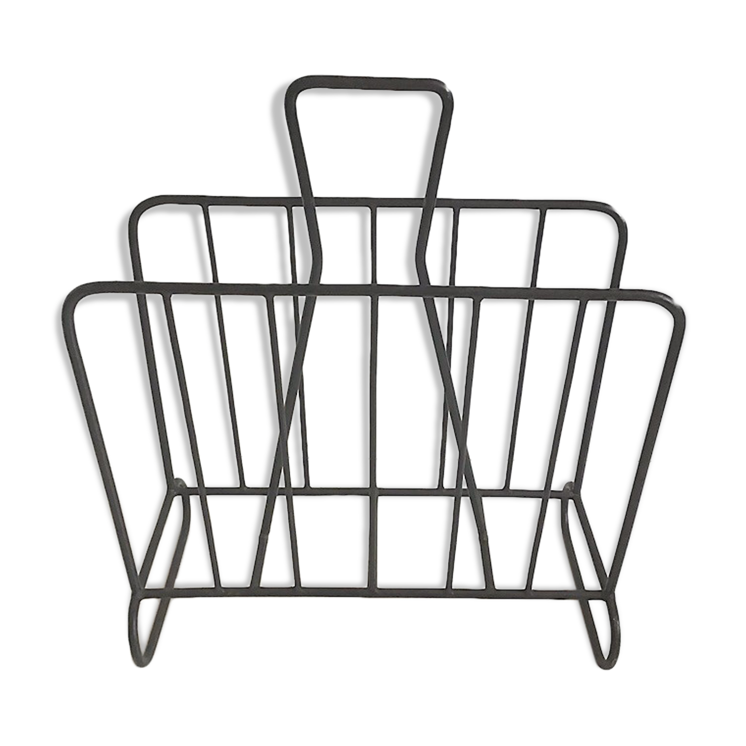 Vintage metal magazine holder, modernist style