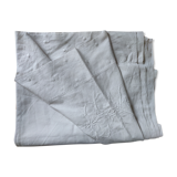 Drap plat ancien en lin monogrammé 190 x 260 cm "CK"