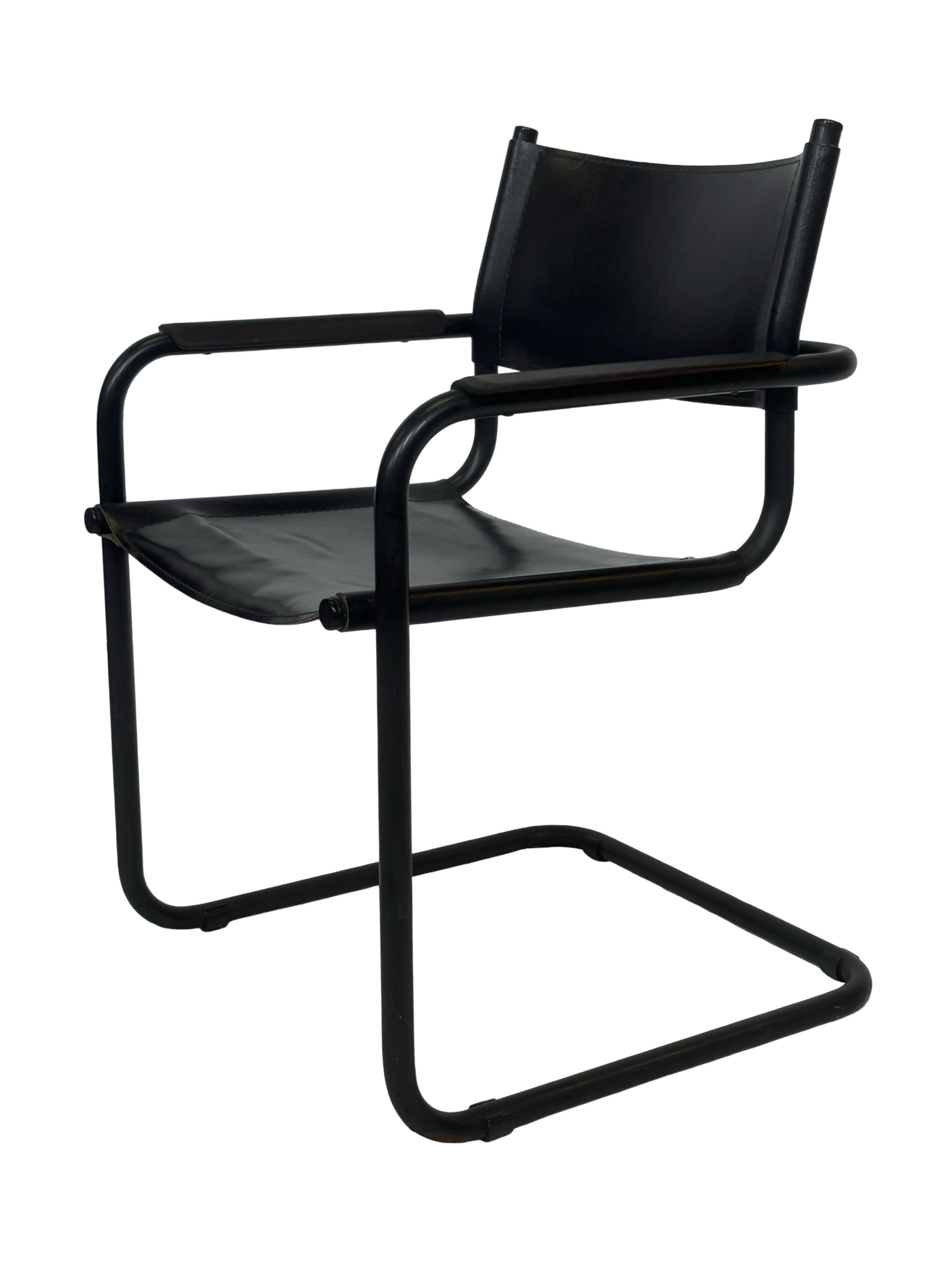 Vintage Breuer style leather chair B32/34 Italian Design in black
