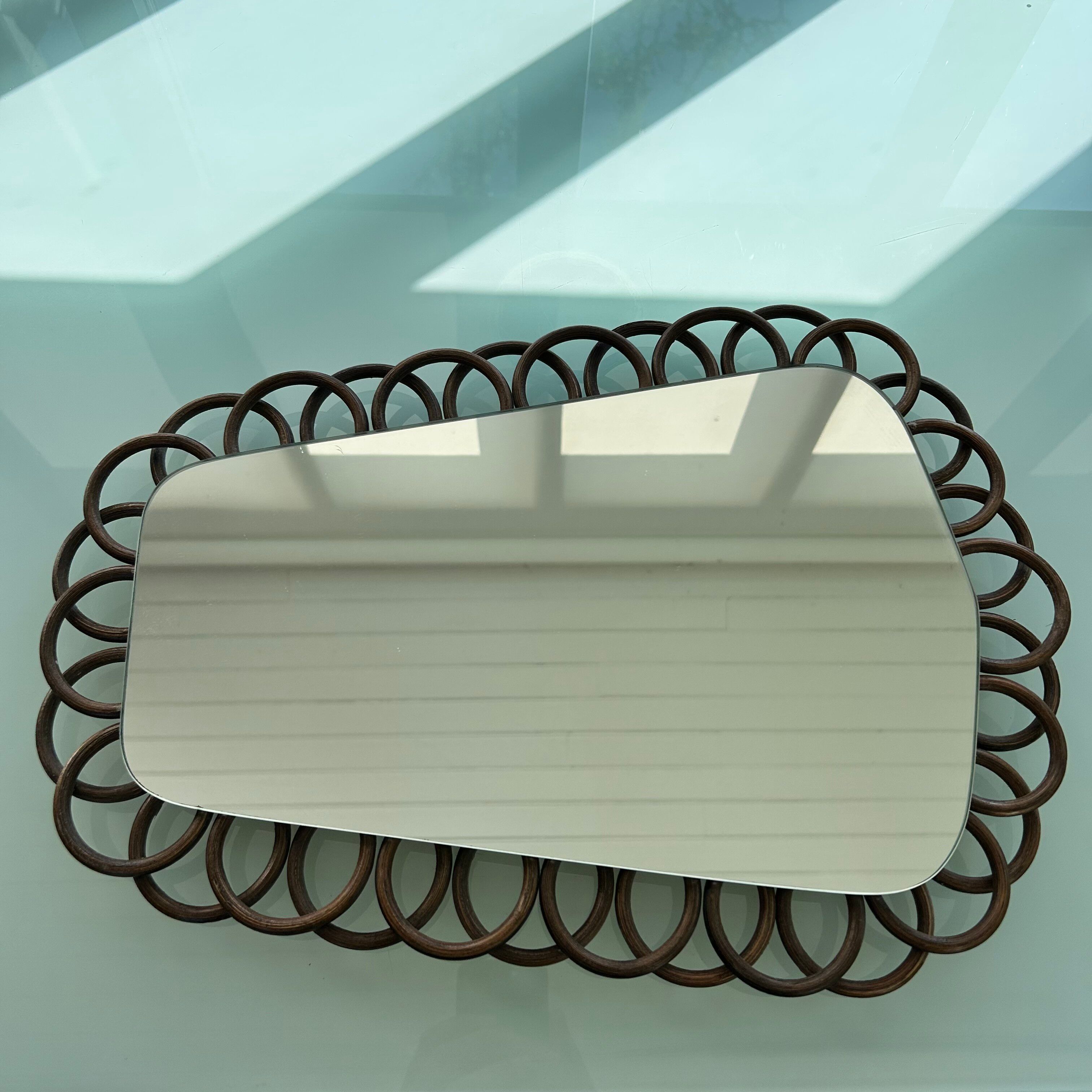 Rattan rear-view mirror