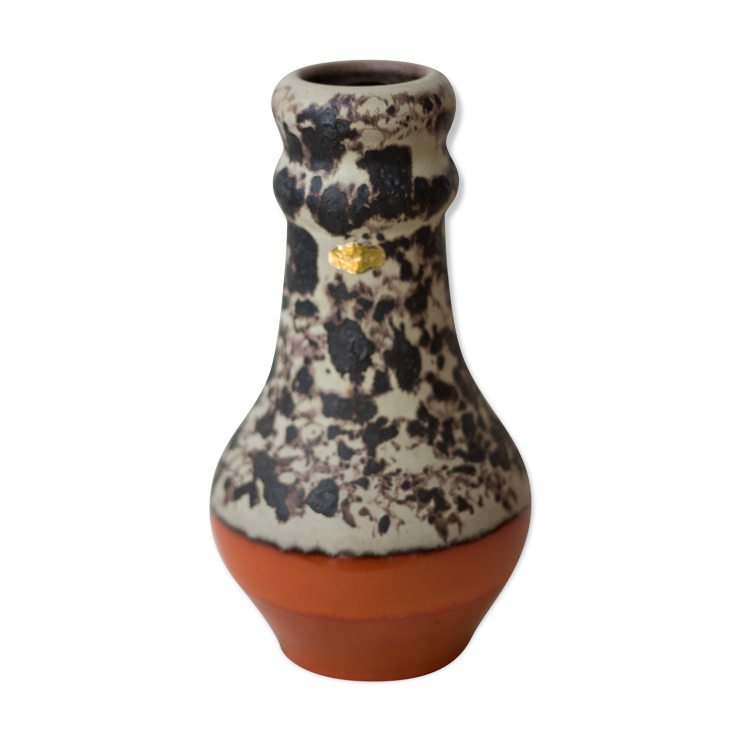 Superb German vase fat lava and enamelled Orange