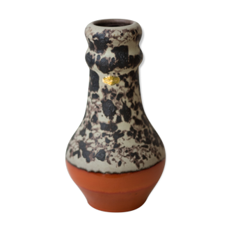 Vase allemand fat lava et orange émaillé