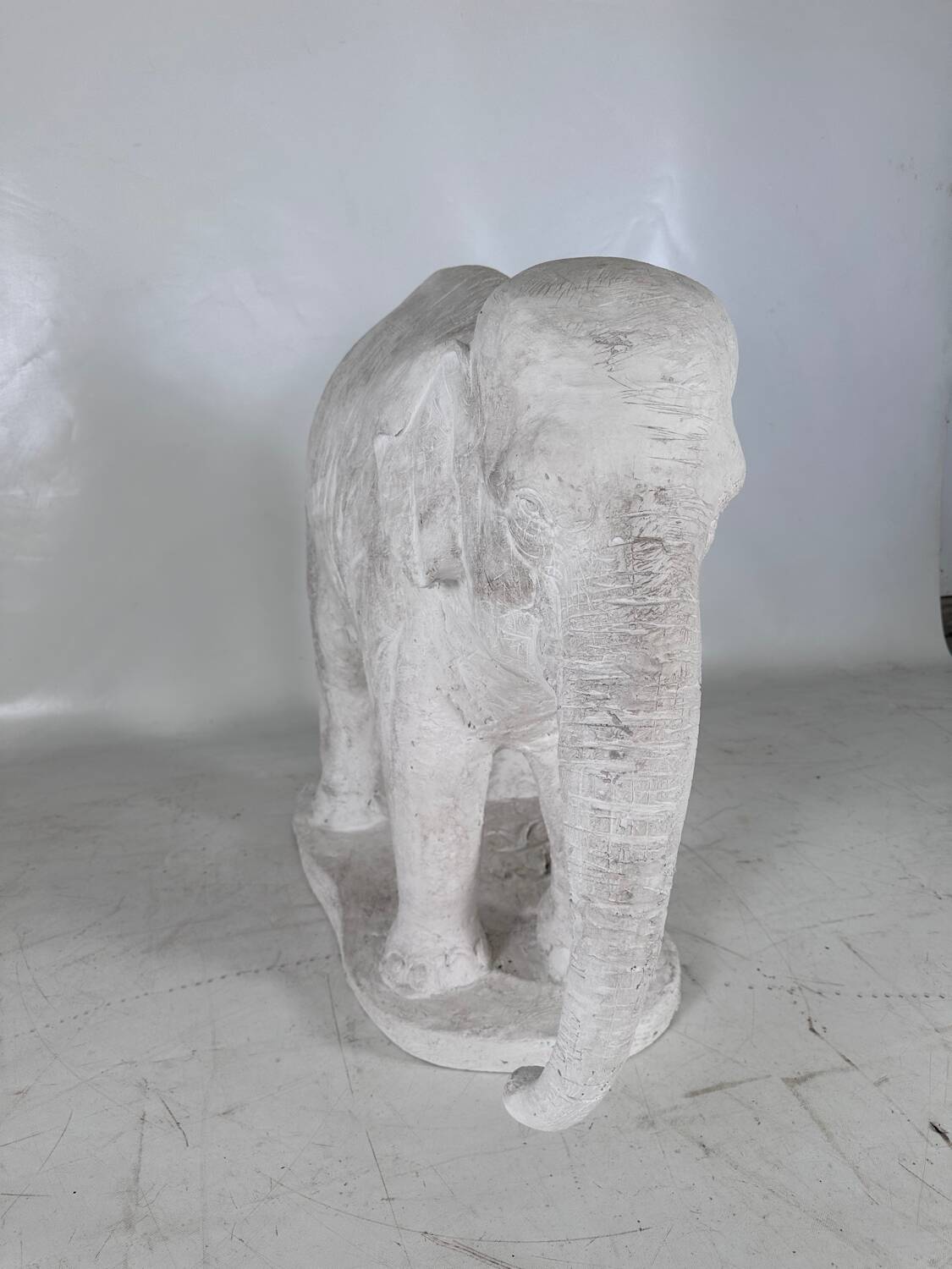 Large plaster elephant sculpture