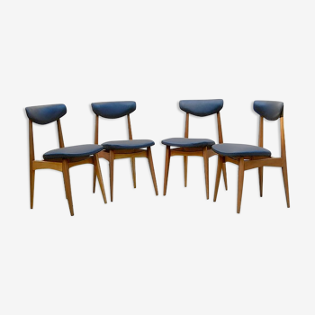 Ensemble de 4 chaises vintage scandinave rénovées