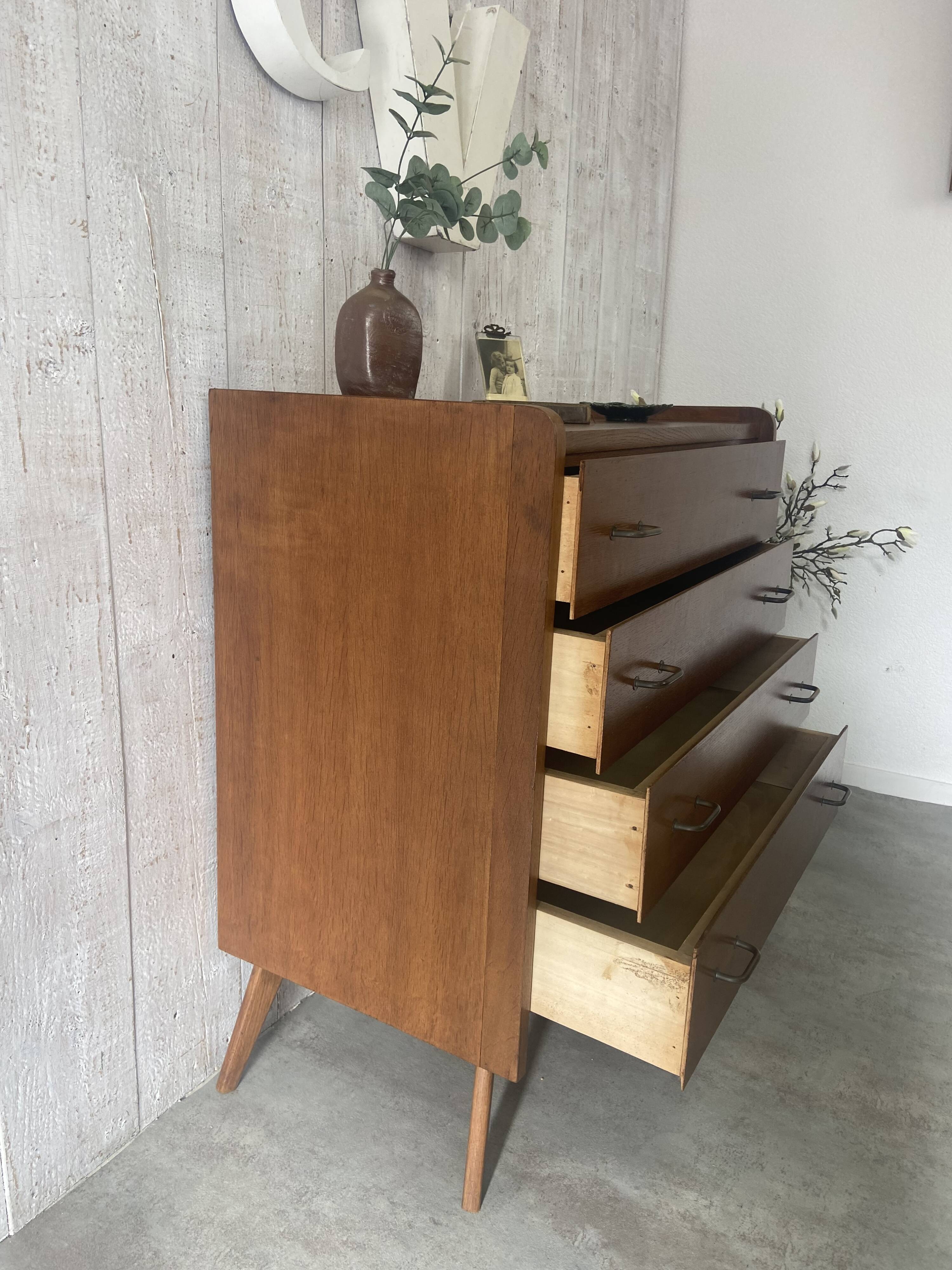 Vintage chest of drawers with tapered legs