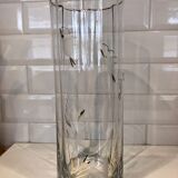 Fluted glass vase engraved on the wheel - 50s
