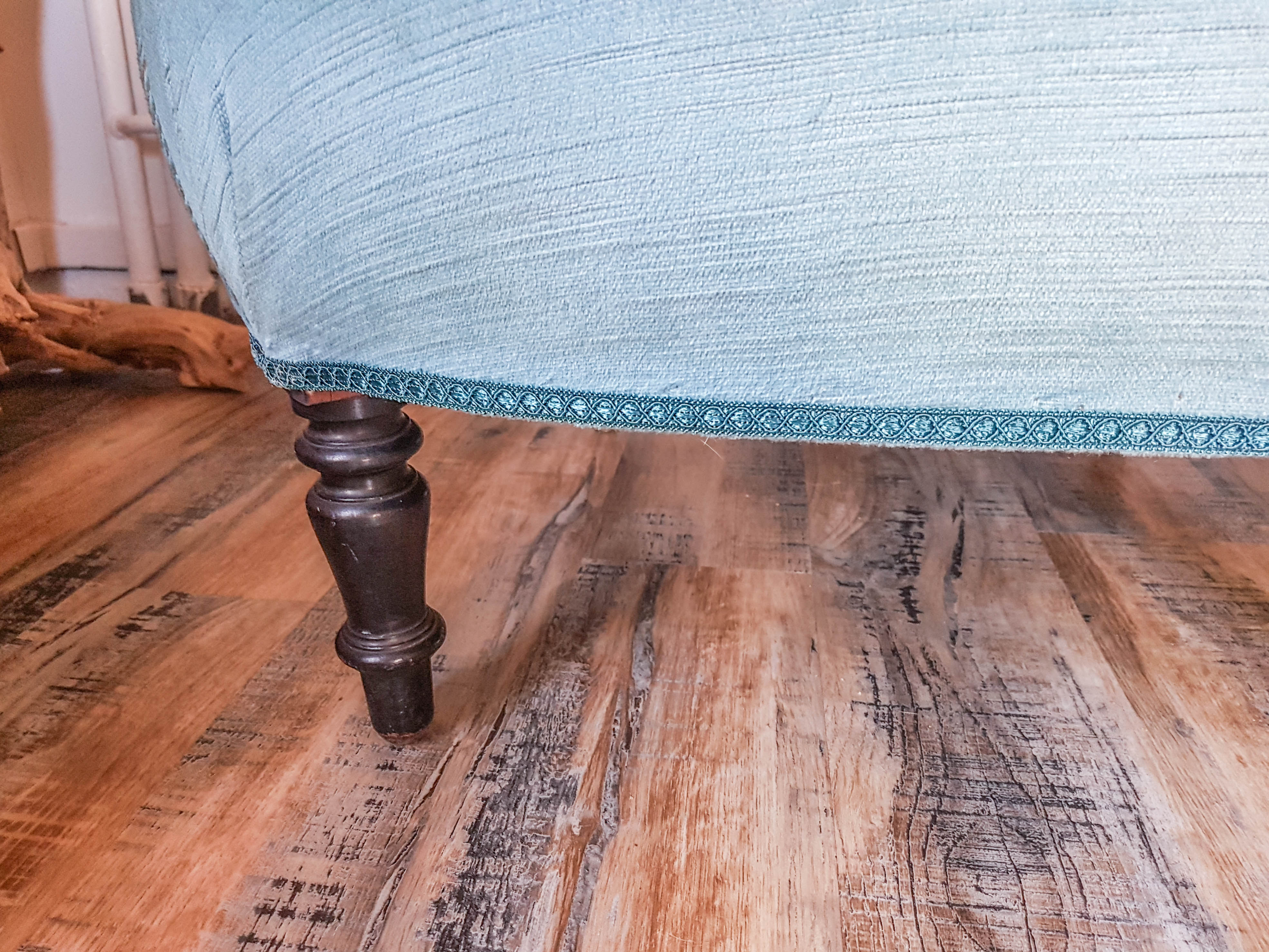 Vintage toad armchair blue velvet 70s