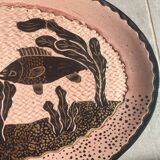 Large enamelled earthenware dish signed Tony Jaillet from the 1950s-60s.