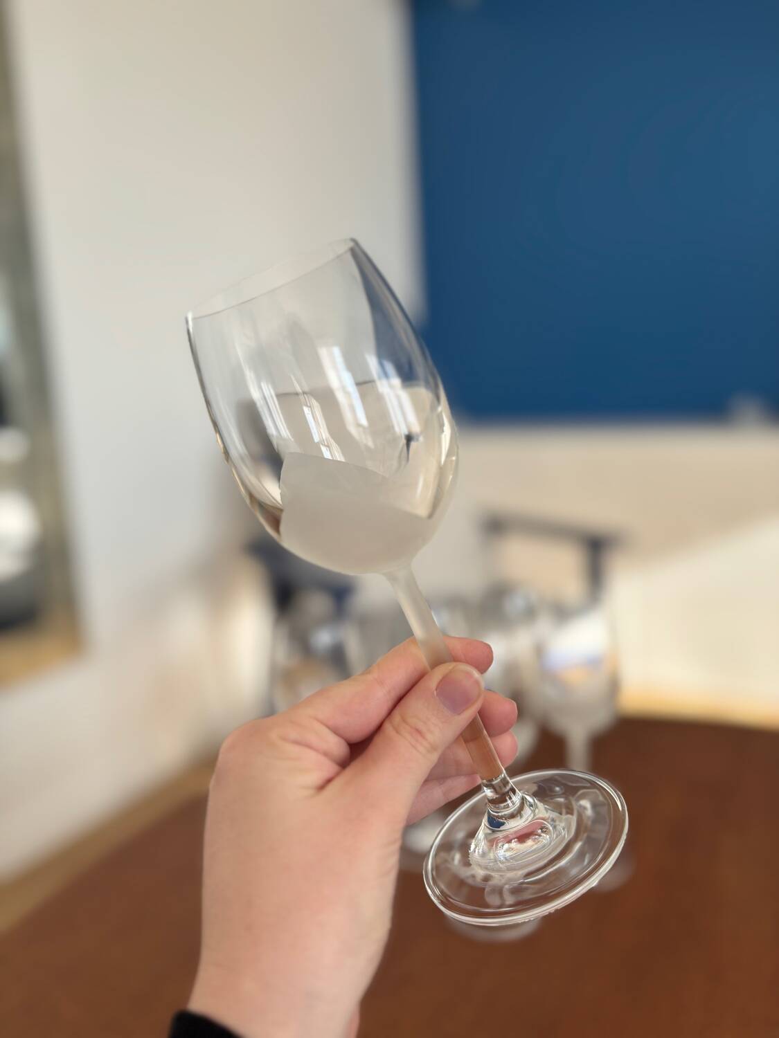 Set of 6 vintage crystal wine glasses - empoli tulip frosted stemware