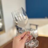 Set of 6 vintage crystal wine glasses - empoli tulip frosted stemware
