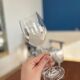 Set of 6 vintage crystal wine glasses - empoli tulip frosted stemware