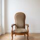 Classic Voltaire Armchair in Wood and Brown Fabric