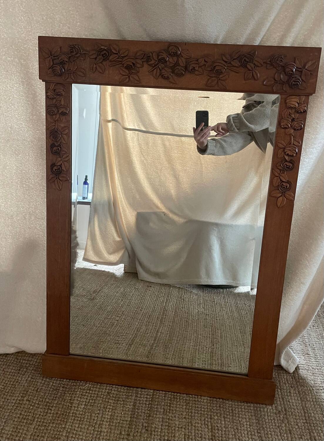 Carved oak mirror, 1950s