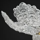 Lovely transparent Murano glass leaf ceiling light or chandelier, 1970s