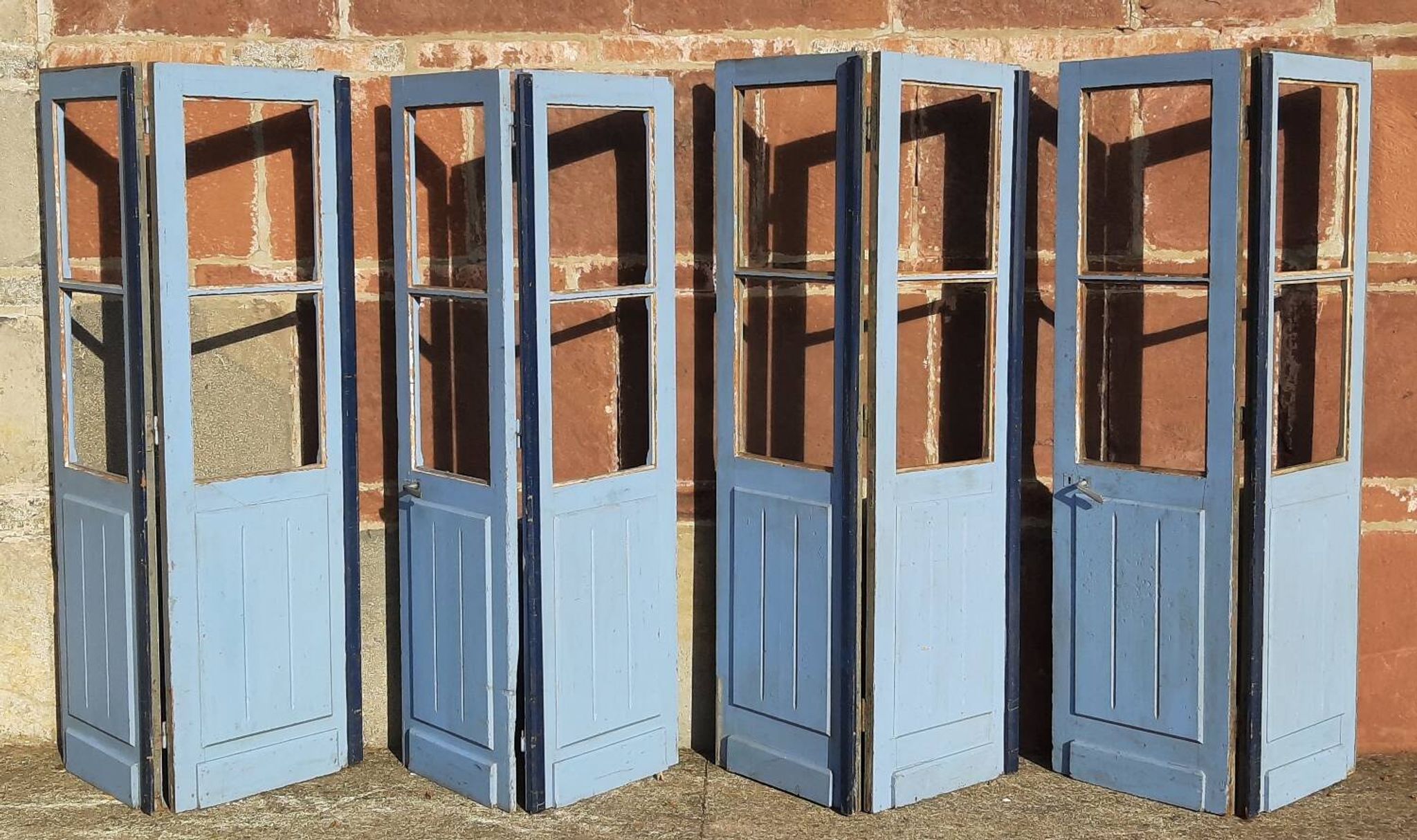 Portes doubles, deux battants, bois massif (Lot de 4)