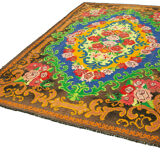 Hand-knotted vintage rose brown kilim 210 cm x 313 cm