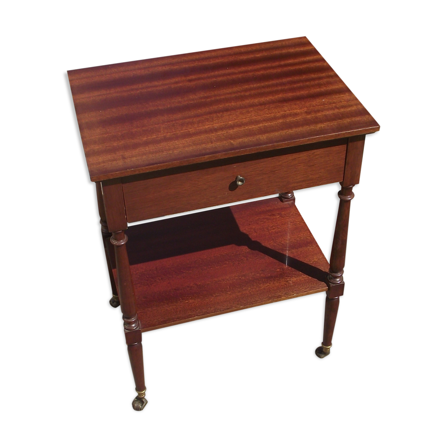 Solid mahogany board bedside table