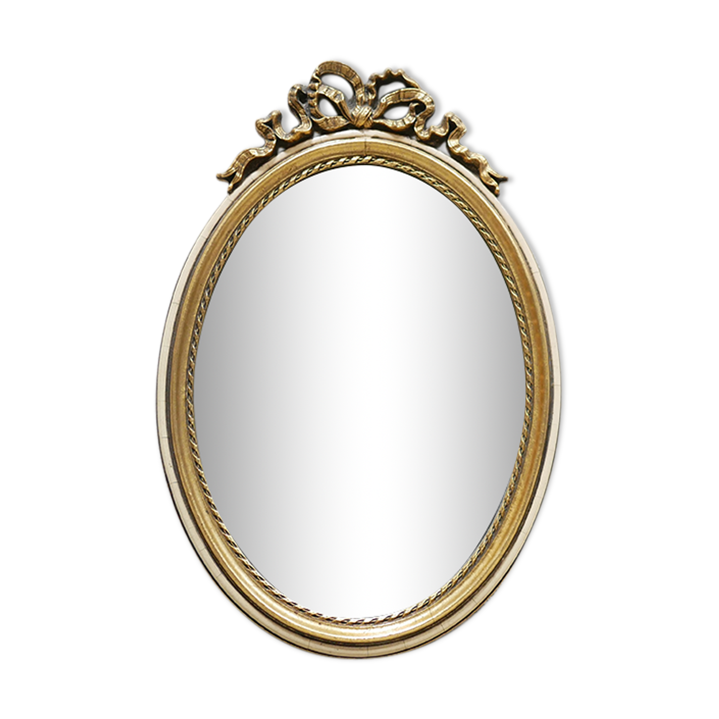 Old oval mirror Louis XVI style in gilded wood 50cm x 34cm