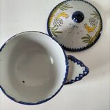 Earthenware bowl with lid from Charolles, village decoration.