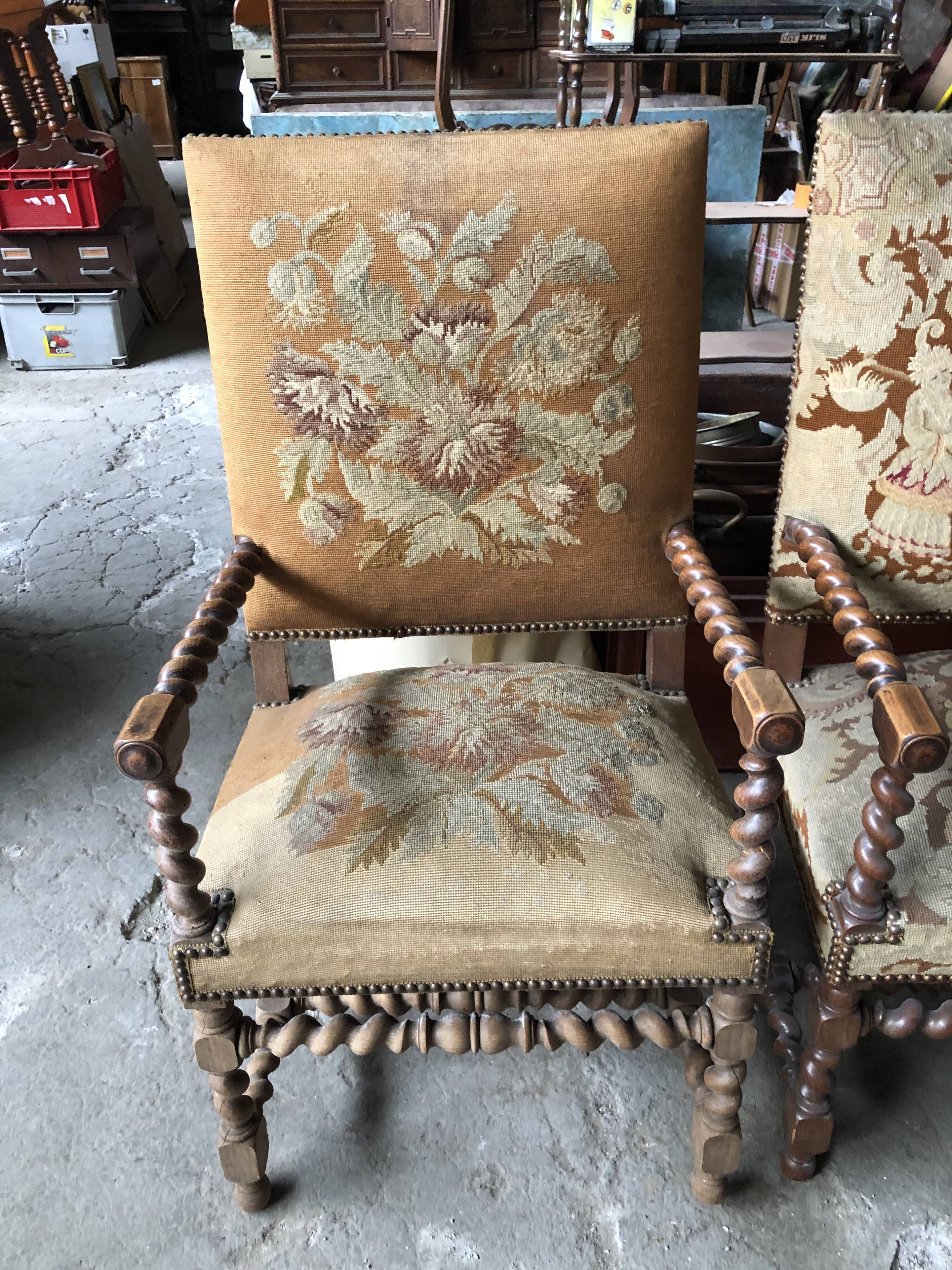 Louis XIII style armchairs