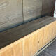 Raw wood sliding door counter