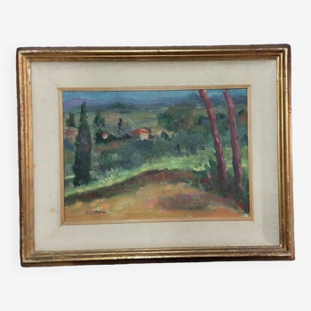 Sarino papalia 1898 /1958 peinture à l'huile paysage toscane