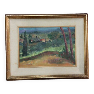 Sarino papalia 1898 /1958 peinture à l'huile paysage toscane