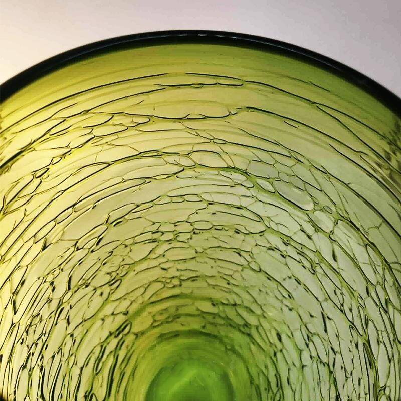 1970s green vase in hand worked Murano glass - made in Italy. 31 cm high.