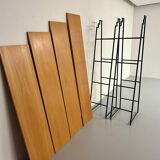 Étagère bibliothèque bois et métal design des années 80