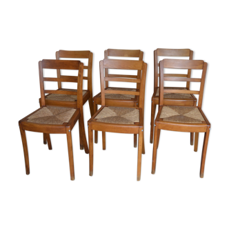 6 chaises de bistrot luterma système monobloc années 1950 vintage