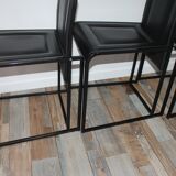Lot de 4 chaises vintage cuir piqure sellier