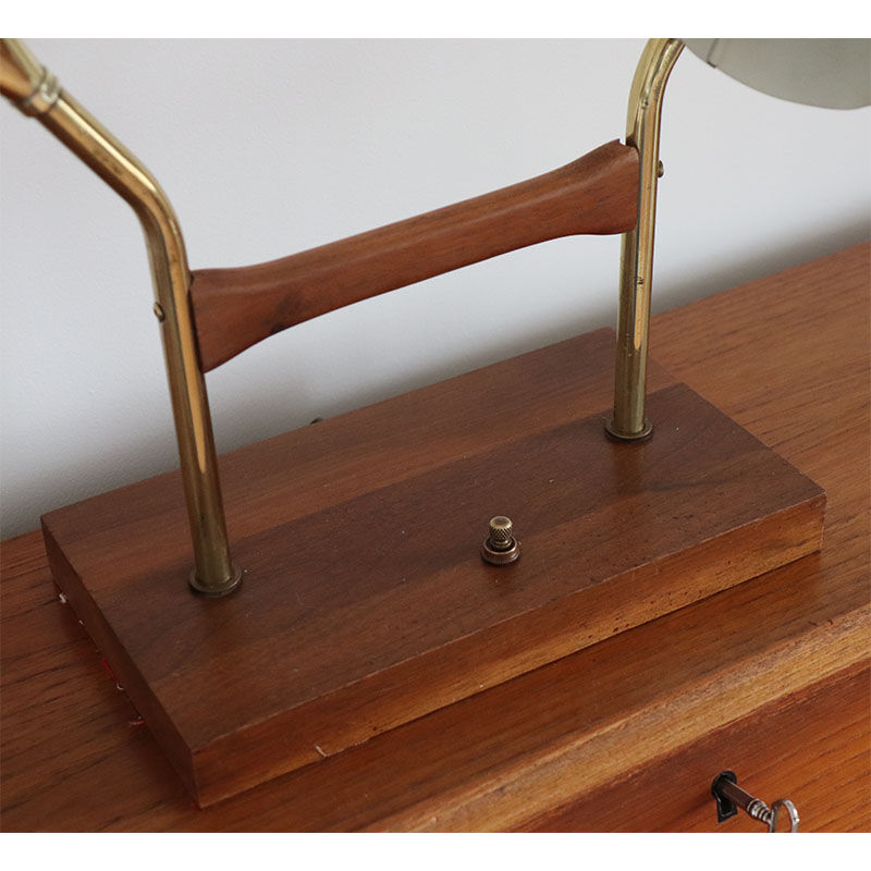 Vintage desk lamp double casserole in metal and brass, 1960