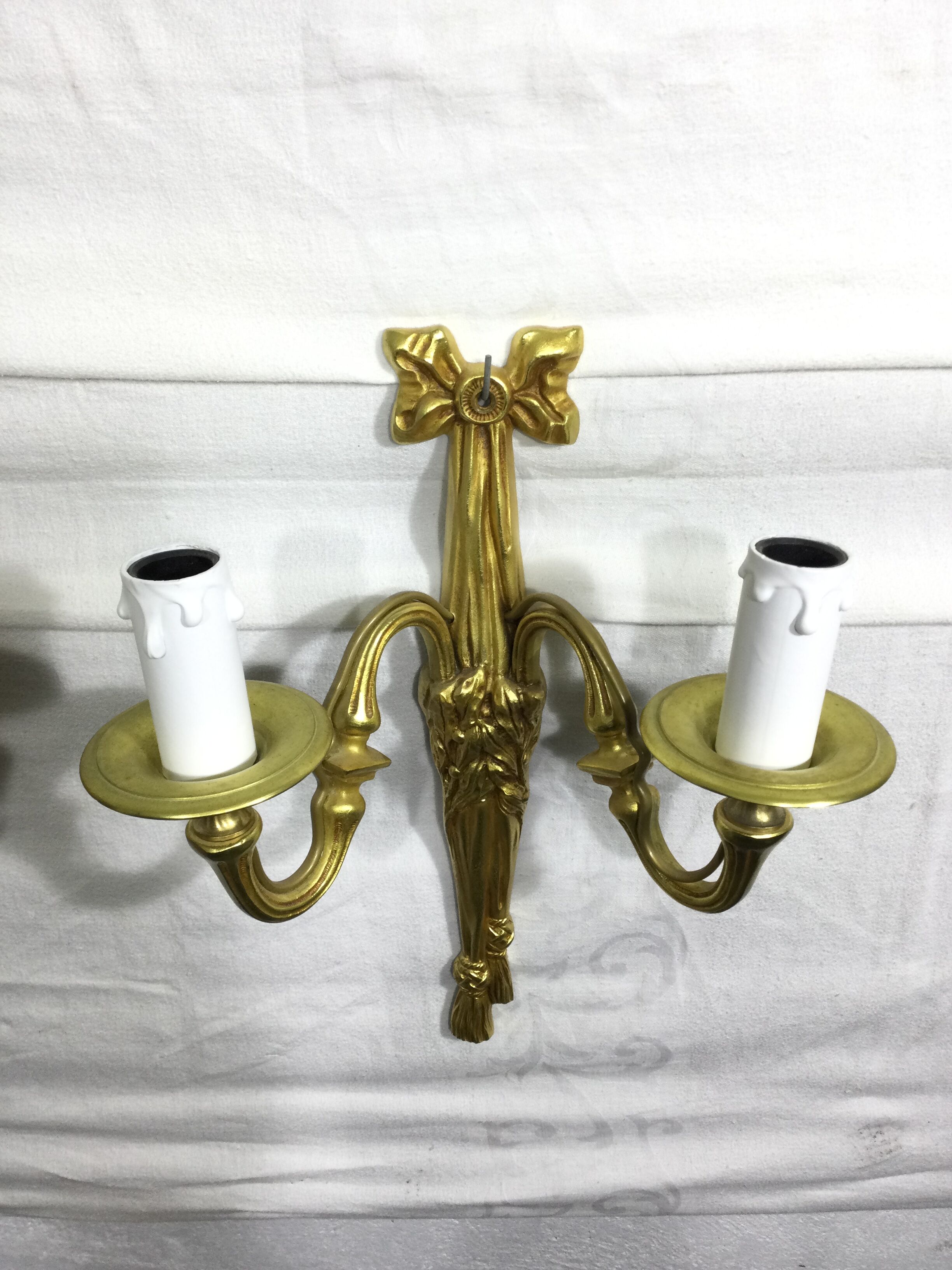 Pair of sconces Bronze 2 lights Louis XVI style