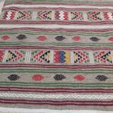 Traditional grey kilim carpet handmade in pure wool 145x100cm