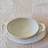 Ancien Moutardier ou saucière faïence vintage blanche