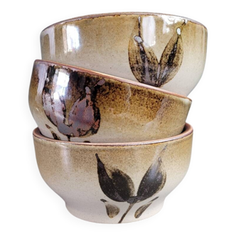 Trio of vintage stoneware bowls