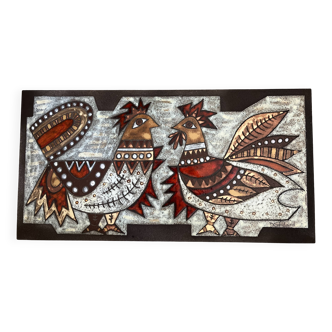 Decorative plaque by Max and Dominique Picard, Vallauris - 1960