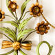 Large vintage Italian wall sconce with golden flowers, Florentine style.