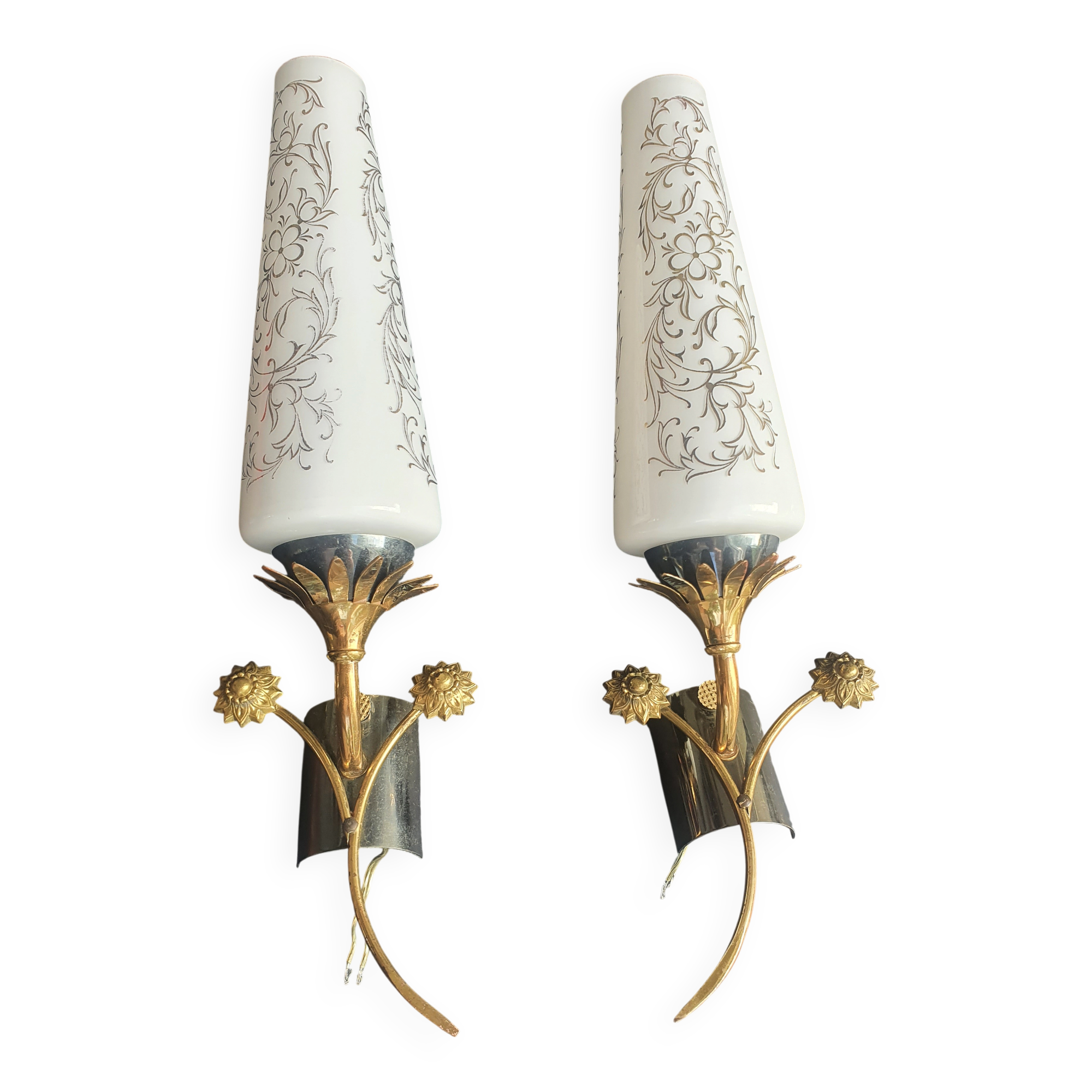 Pair of Art Deco wall sconces from the 1960s.