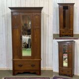 English wardrobe with 1 door and 1 drawer - early 20th century in oak